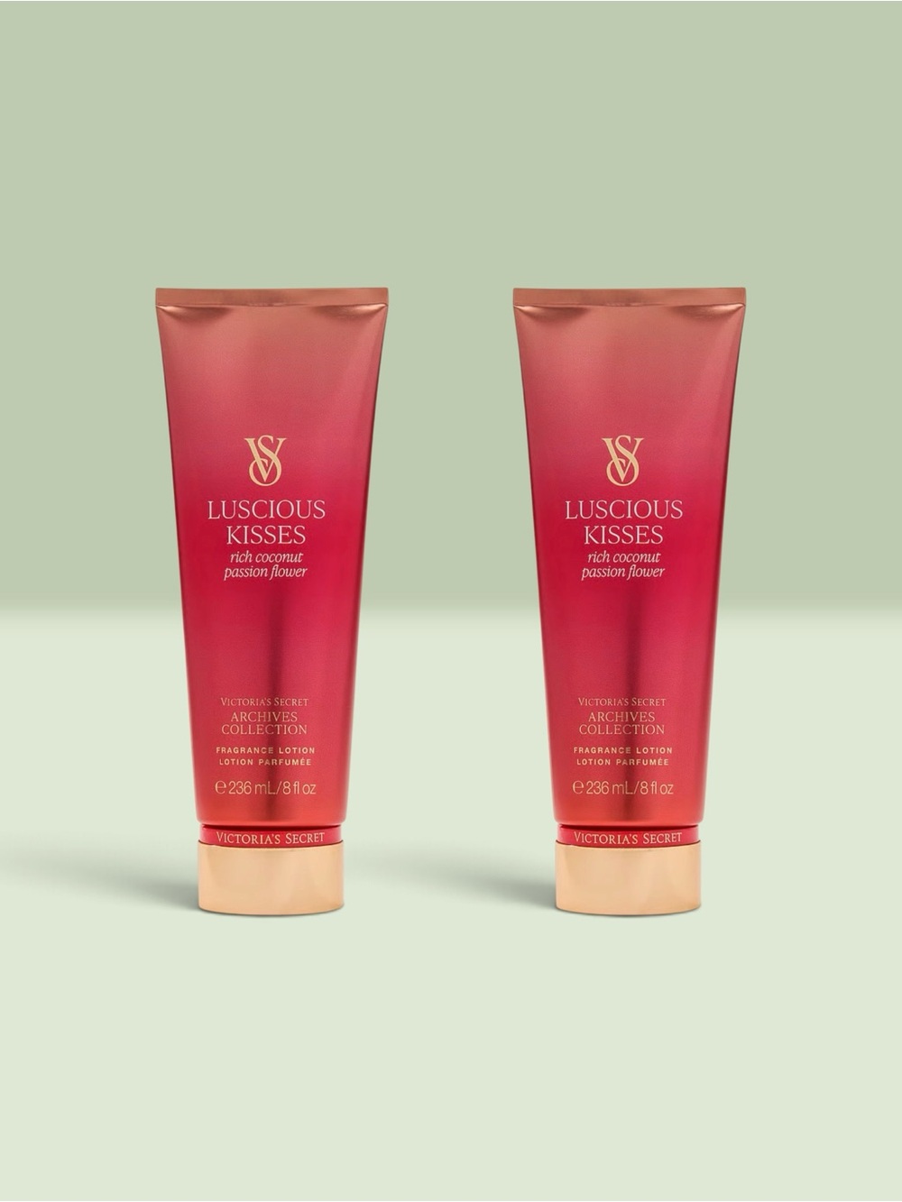 Victoria's Secret LUSCIOUS KISSES Fragrance Lotion ~ 8 fl.oz. ( Lot of 2 )